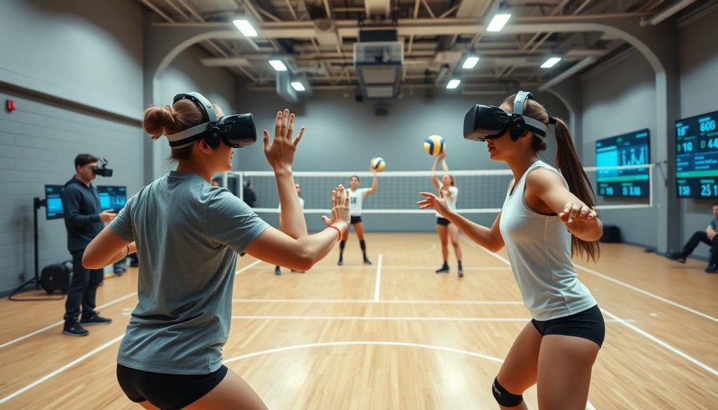 Волейболисты тренируются с использованием VR-технологий в 2025 году Волейболисты тренируются с использованием VR-технологий в 2025 году